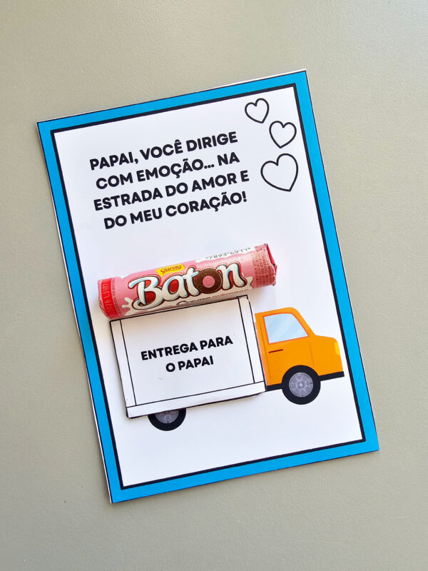 Cartão Surpresa com Docinho – Uma doçura de Caminhão para o Dia dos Pais