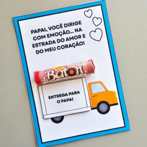 Cartão Surpresa com Docinho – Uma doçura de Caminhão para o Dia dos Pais