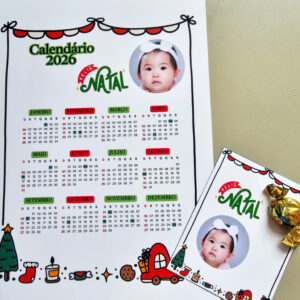 Calendário 2026 Personalizável – Lembrancinha Escolar com Foto