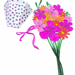 Alternative view of Cartão Dia da Mulher com Buquê de Flores para Colorir e Colar | Material em PDF para Imprimir