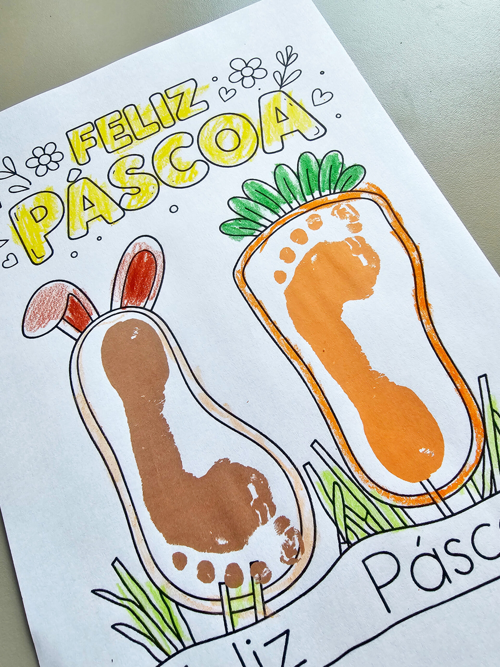 Atividade de Páscoa – Carimbo dos Pezinhos do Coelhinho (PDF Imprimível) - Imagem 2