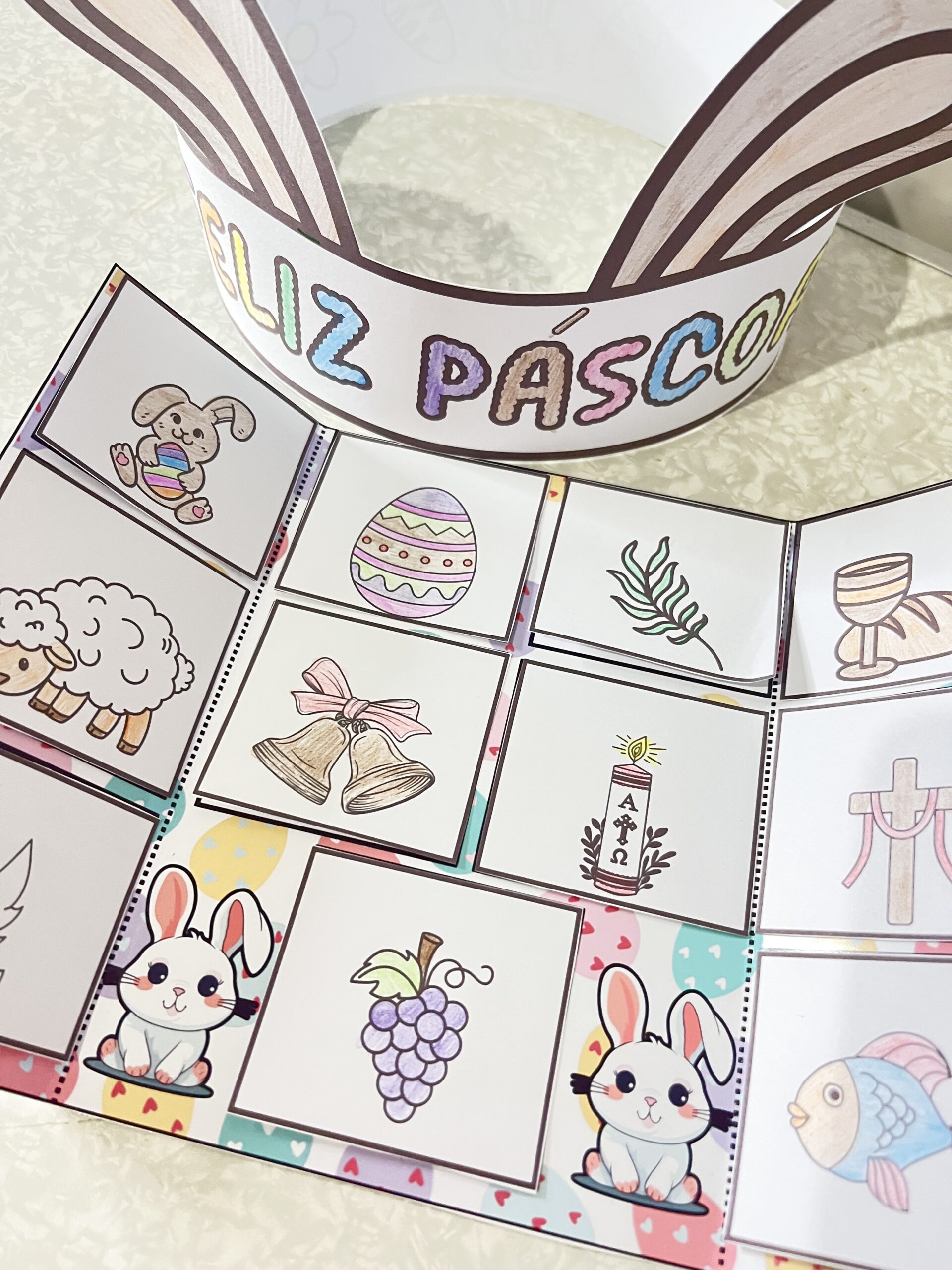 Flipbook de Páscoa Cristã em PDF | Atividade Interativa + Coroa de Coelhinho para Colorir - Imagem 4