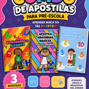 Combo de Apostilas para Pré-Escola – Alfabetização Lúdica Completa (Numerais + Alfabeto + Coordenação Motora)