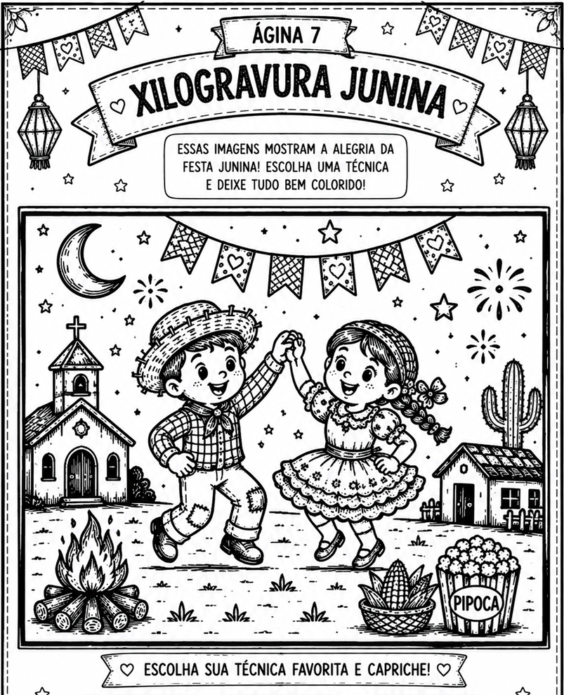 Kit Cordel Junino – Livrinho e Folhas A4 para Festa Junina - Imagem 7