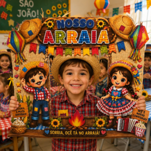 Moldura Junina para Fotos – PDF Pronto para Imprimir | Festa Junina Escolar