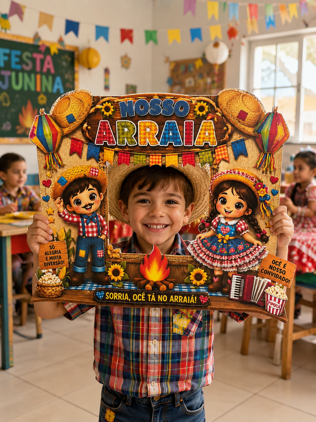 Moldura Junina para Fotos – PDF Pronto para Imprimir | Festa Junina Escolar - Imagem 4