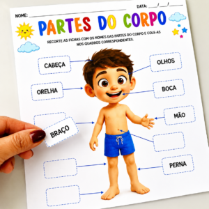 Alternative view of Partes do Corpo Humano – Atividade Interativa de Recorte e Colagem | Educação Infantil e Alfabetização