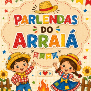 Parlendas do Arraiá – Livrinho Junino para Colorir | Letra Bastão | PDF para Imprimir