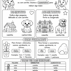 Alternative view of Atividades de Português – Diminutivo e Aumentativo | Fundamental 1 | PDF para Imprimir