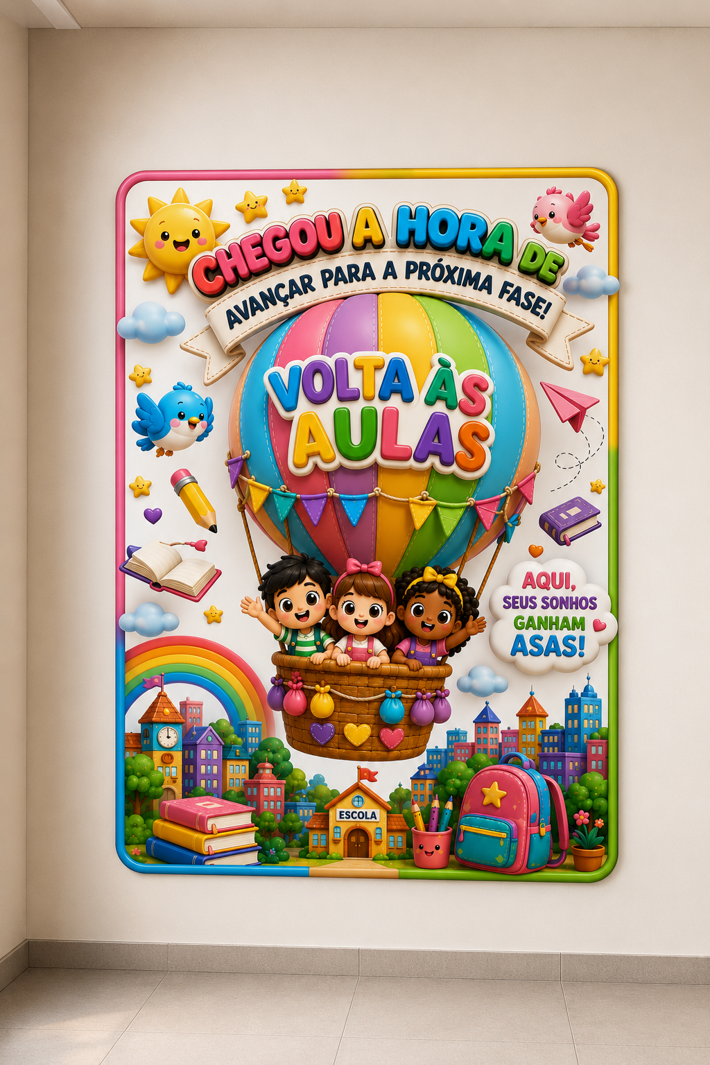 Painel Gigante Balão Volta às Aulas | Painel Decorativo para Acolhimento | Arquivo em PDF para Imprimir - Imagem 2