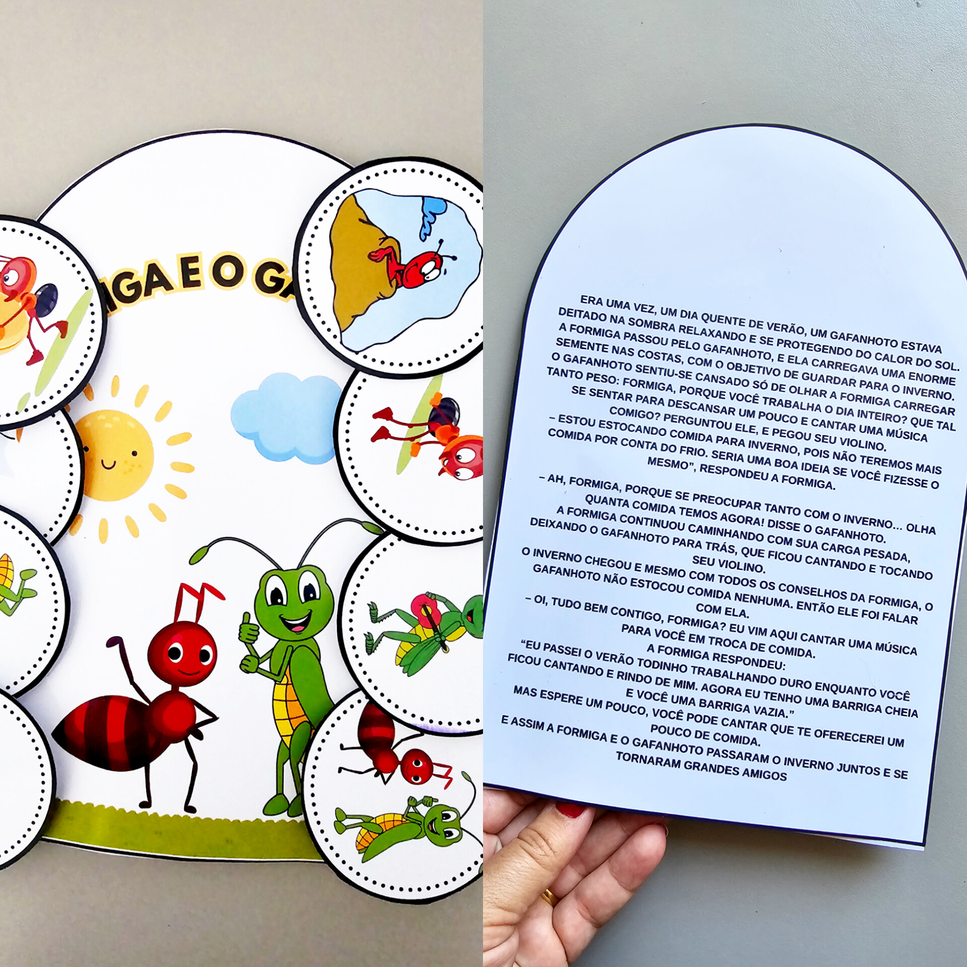Combo A Formiga e o Gafanhoto | Luva Interativa + Atividades para Colorir | Educação Infantil | PDF - Imagem 3