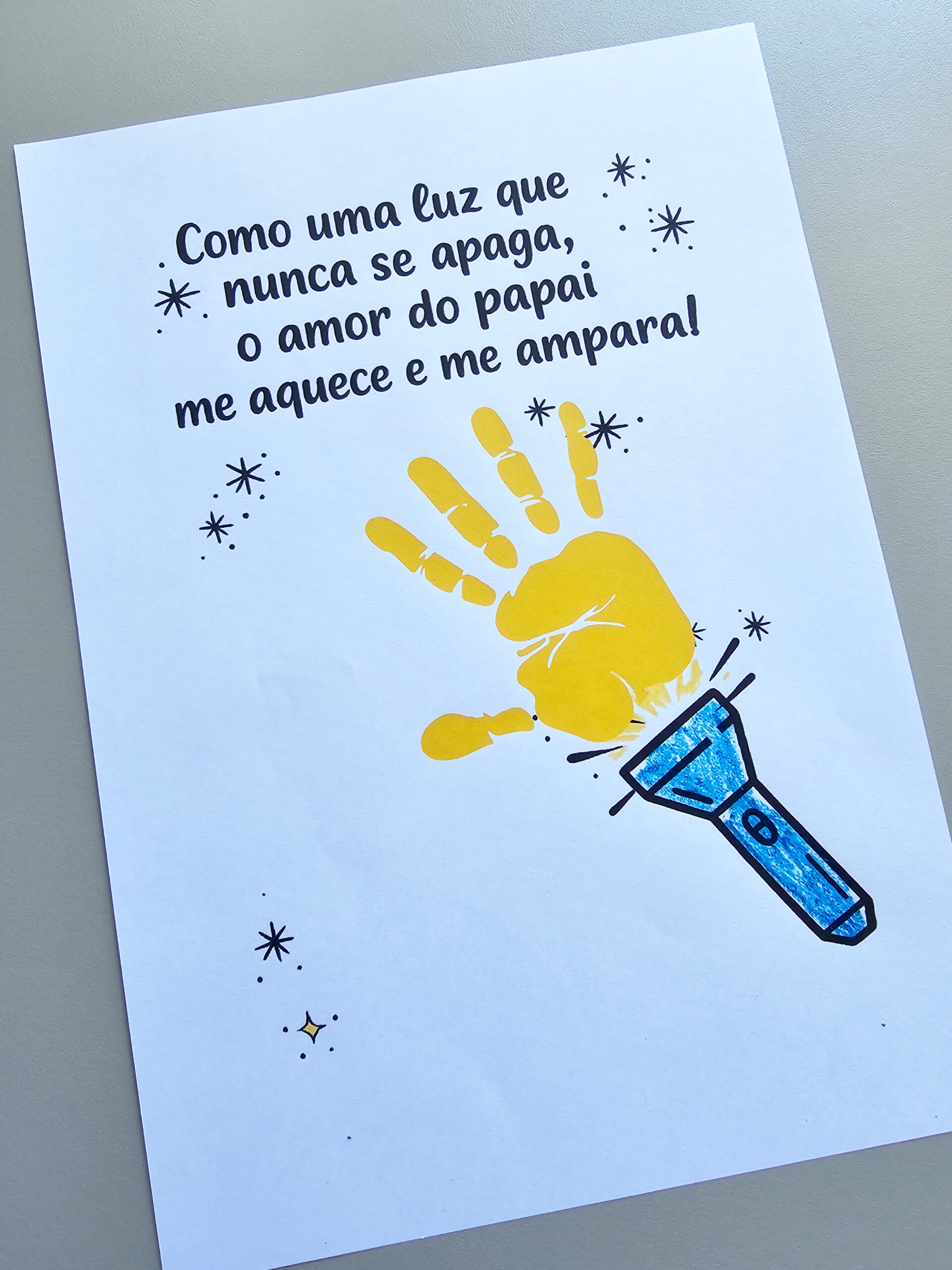 Lanterna do Papai – Lembrancinha com Carimbo da Mão | Dia dos Pais | Arquivo em PDF para Imprimir