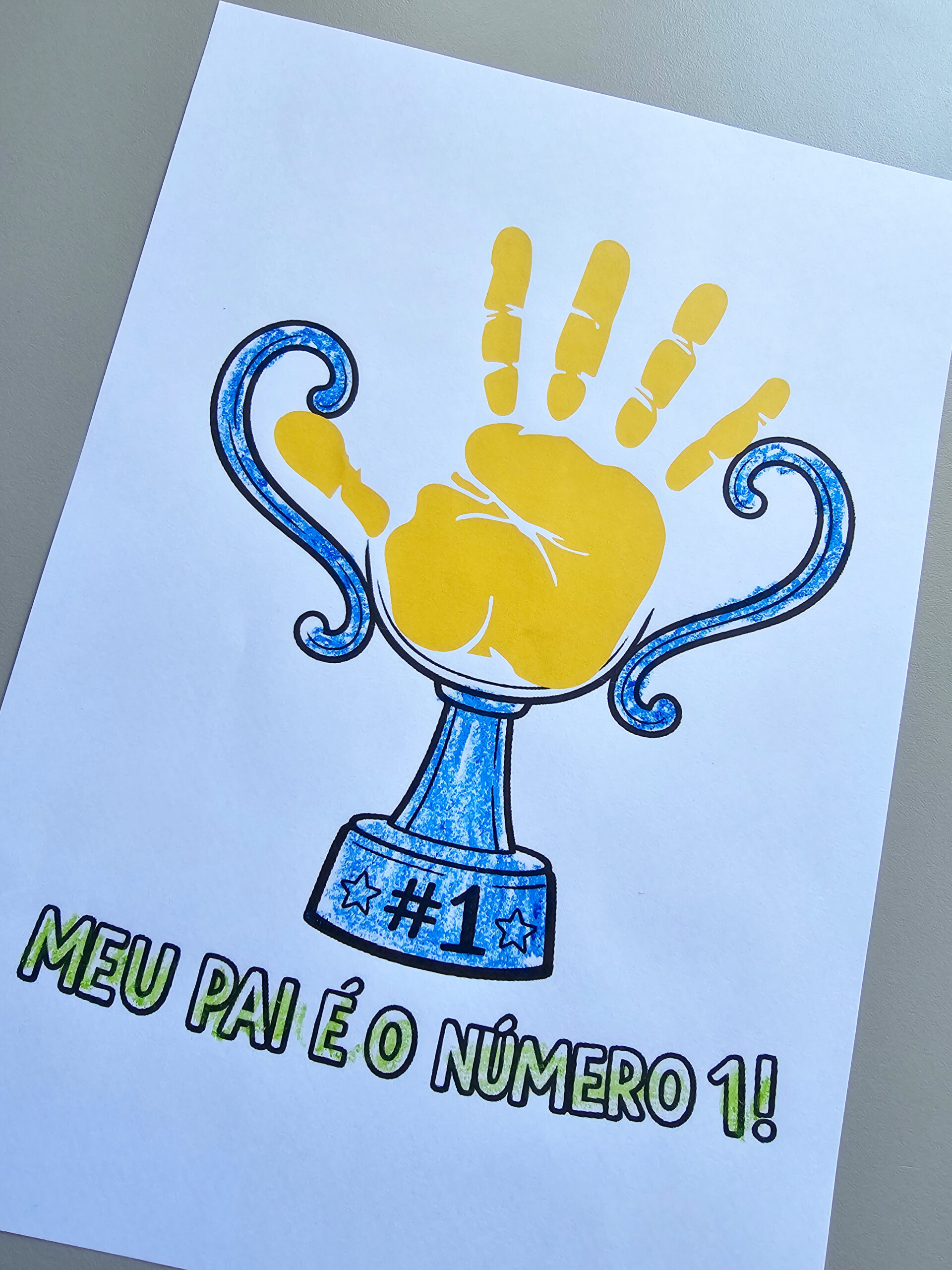 Troféu do Papai – Lembrancinha com Carimbo da Mão | Dia dos Pais | Arquivo em PDF para Imprimir