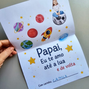 Alternative view of Cartão Interativo "Até a Lua e de Volta" – Dia dos Pais | Arquivo em PDF para Imprimir