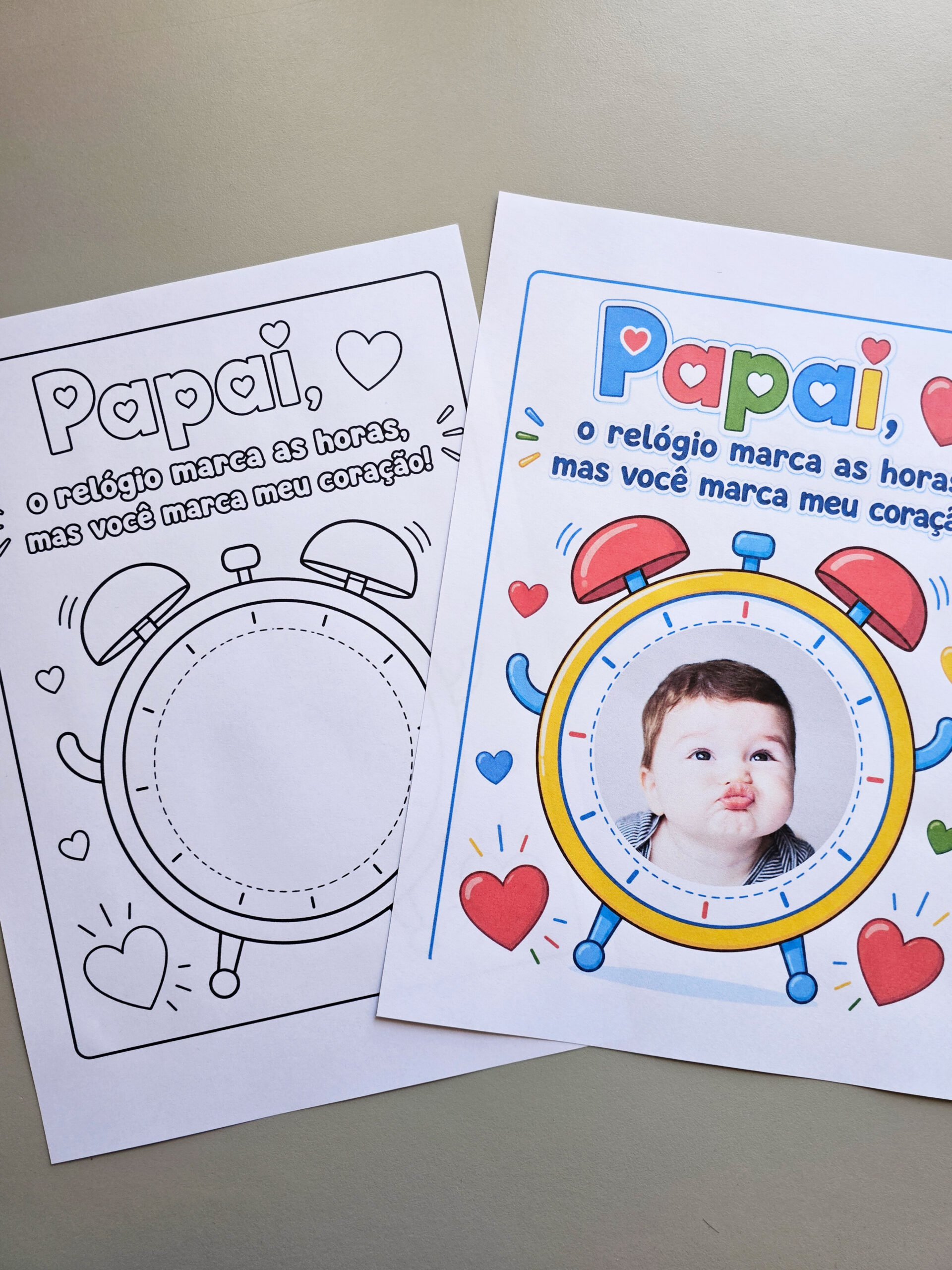Relógio do Papai – Porta-Retrato para o Dia dos Pais | Arquivo em PDF para Imprimir
