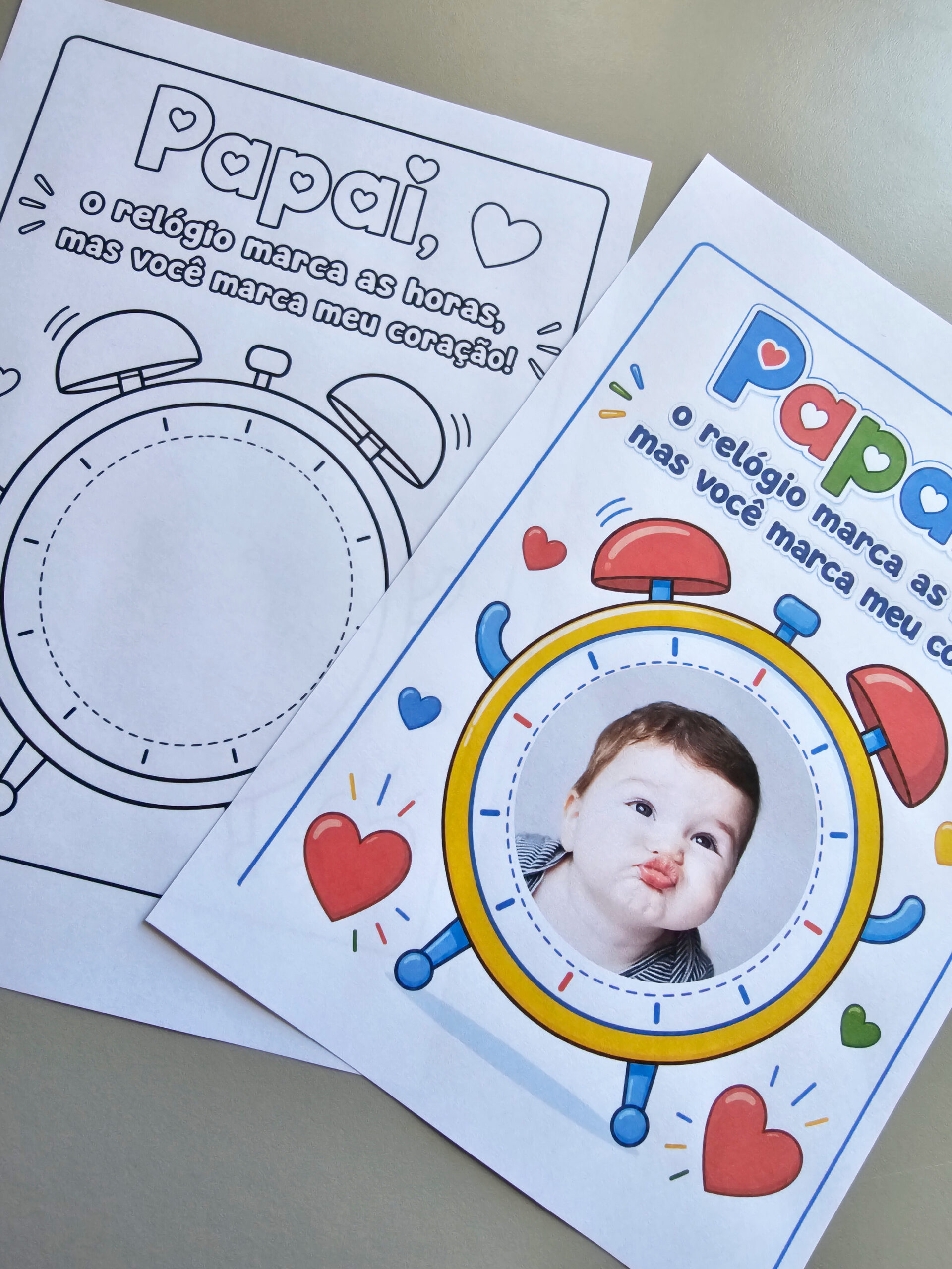 Relógio do Papai – Porta-Retrato para o Dia dos Pais | Arquivo em PDF para Imprimir - Imagem 3