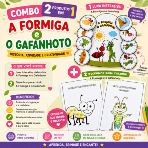 Combo A Formiga e o Gafanhoto | Luva Interativa + Atividades para Colorir | Educação Infantil | PDF