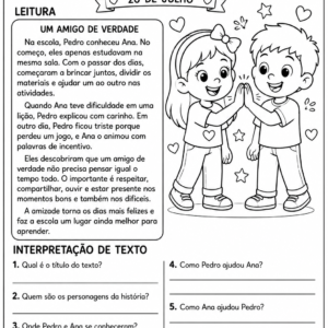 Alternative view of Kit Dia do Amigo | Leitura, Interpretação e Produção de Texto | PDF para Imprimir | Ensino Fundamental