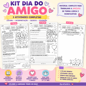 Kit Dia do Amigo | Leitura, Interpretação e Produção de Texto | PDF para Imprimir | Ensino Fundamental