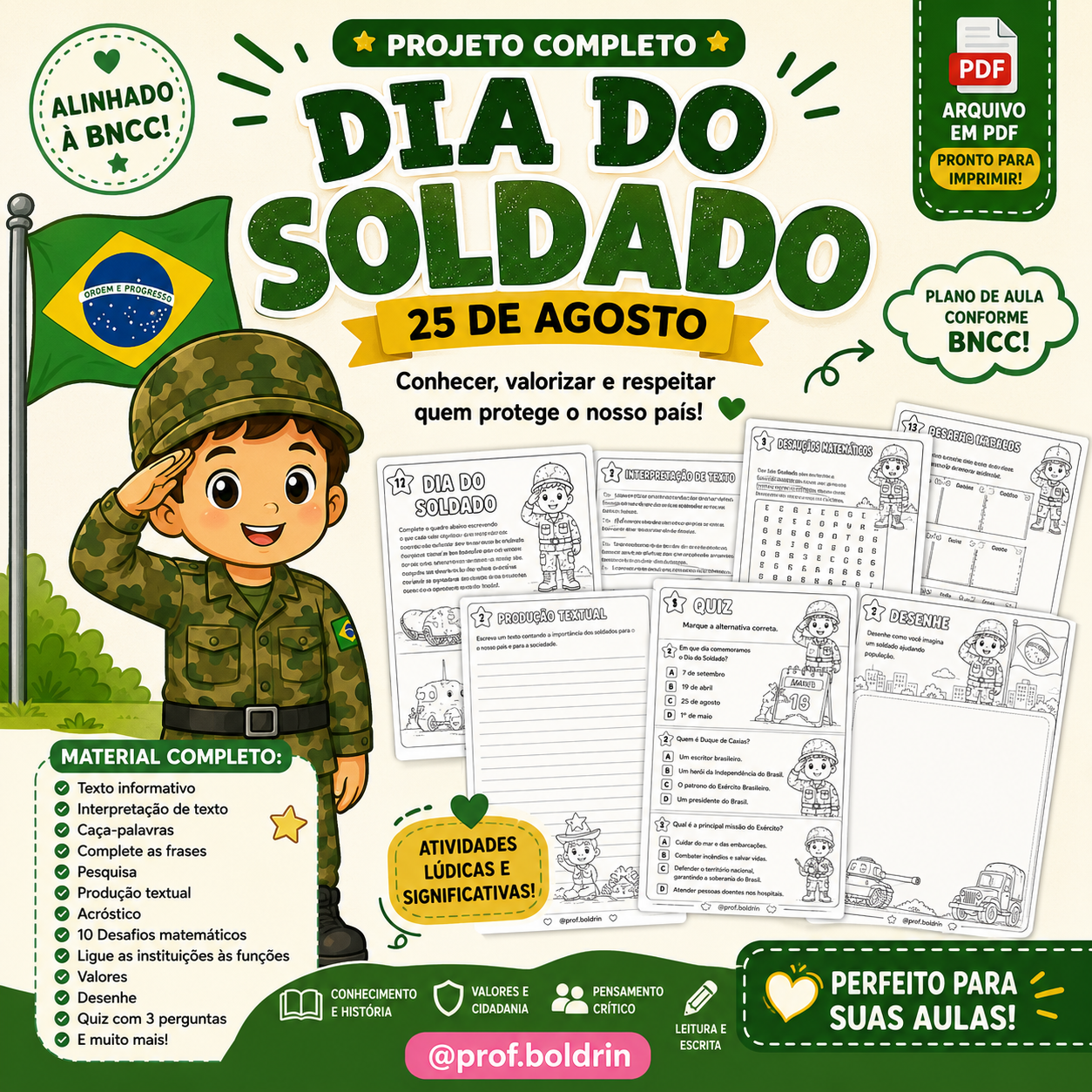 Projeto Dia do Soldado – 3º ao 5º Ano | Arquivo Digital em PDF