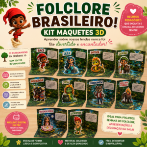 Kit Maquetes 3D – Personagens do Folclore Brasileiro | Arquivo Digital em PDF