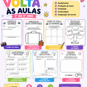 Combo Volta às Aulas – 3º ao 5º Ano | 7 Atividades de Acolhimento em PDF