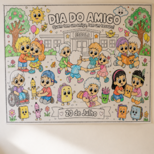 Alternative view of Painel Colaborativo Dia do Amigo | Cartaz Gigante para Colorir | Atividade Coletiva em PDF