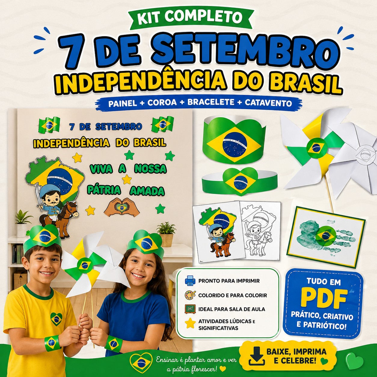 Kit 7 de Setembro – Independência do Brasil | Painel + Atividades e Lembrancinhas