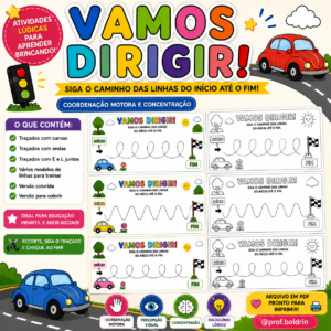 Vamos Dirigir! – Atividades de Traçado e Coordenação Motora | Semana do Trânsito