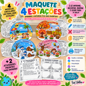 Maquete 4 Estações do Ano + Atividades | Colorida e para Colorir- Primavera