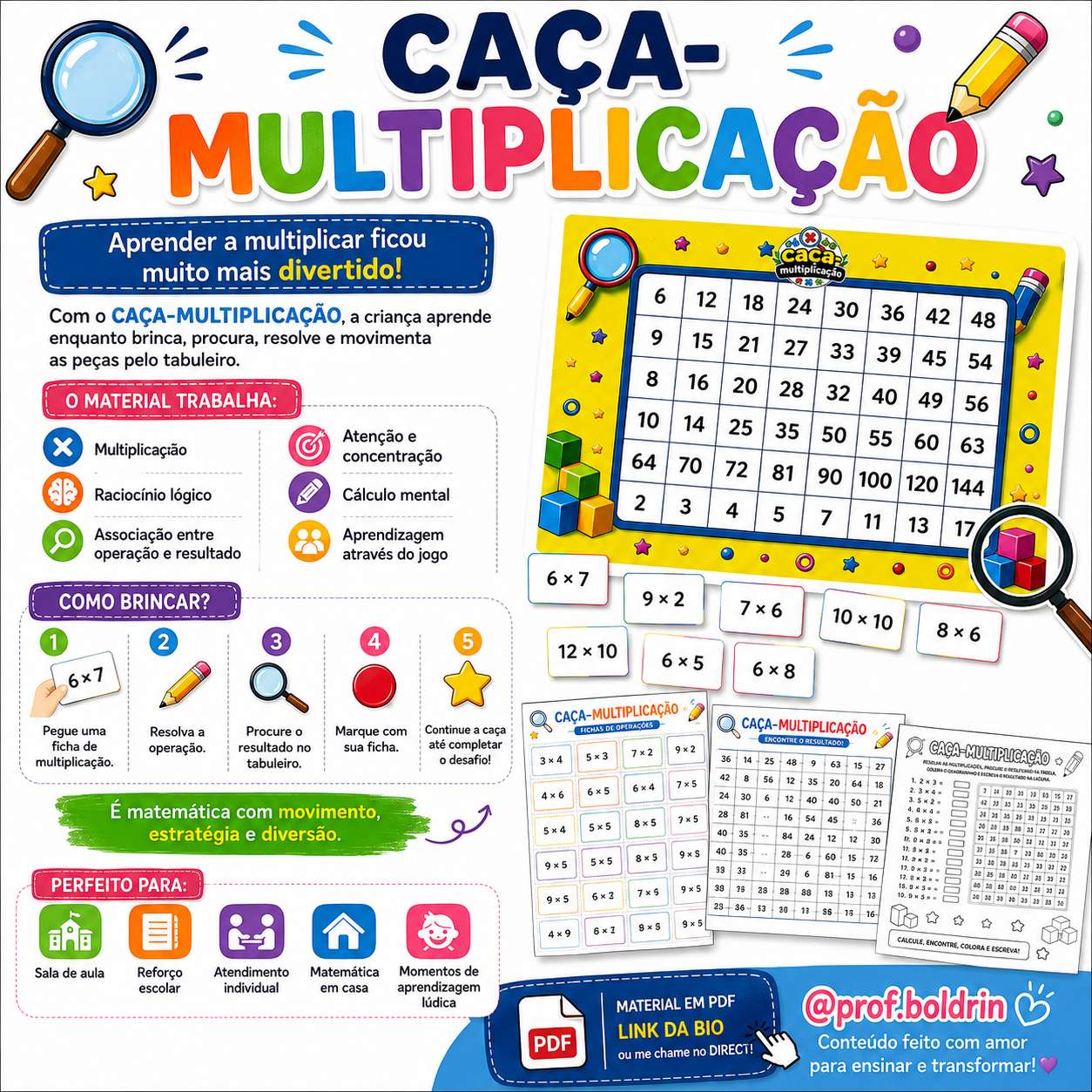 Caça-Multiplicação – Jogo Pedagógico de Tabuada e Multiplicação em PDF