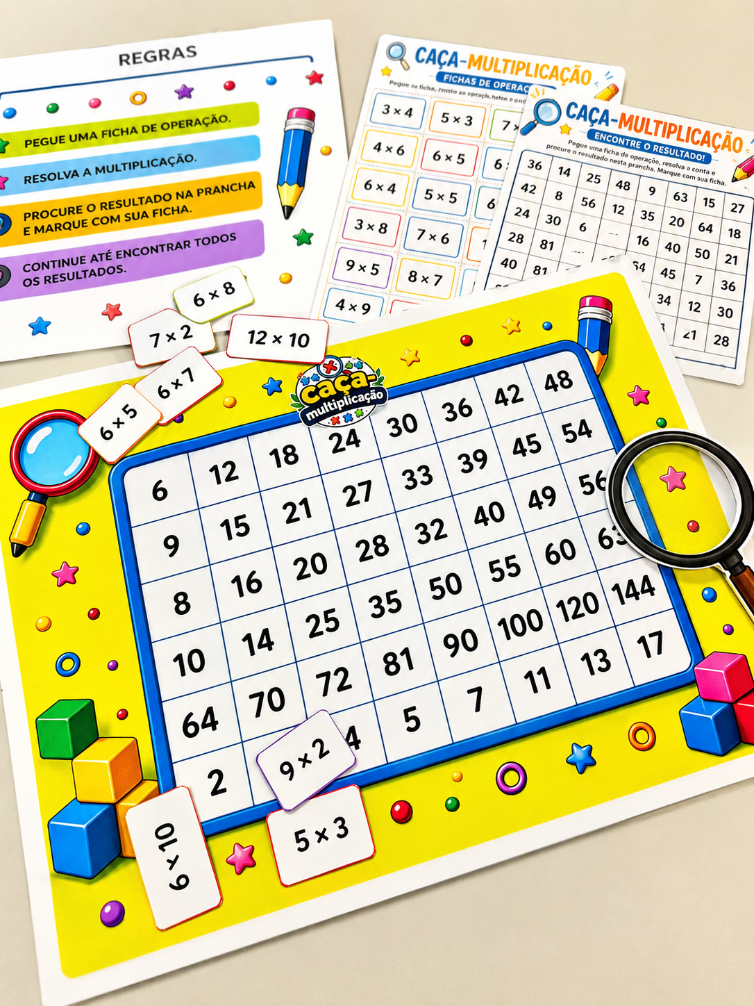 Caça-Multiplicação – Jogo Pedagógico de Tabuada e Multiplicação em PDF - Imagem 5