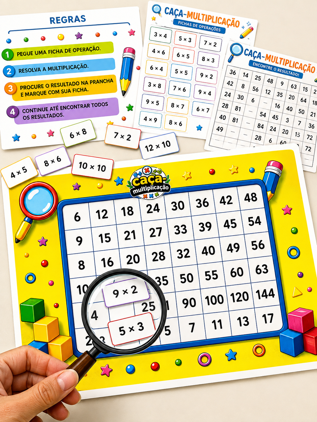 Caça-Multiplicação – Jogo Pedagógico de Tabuada e Multiplicação em PDF - Imagem 6