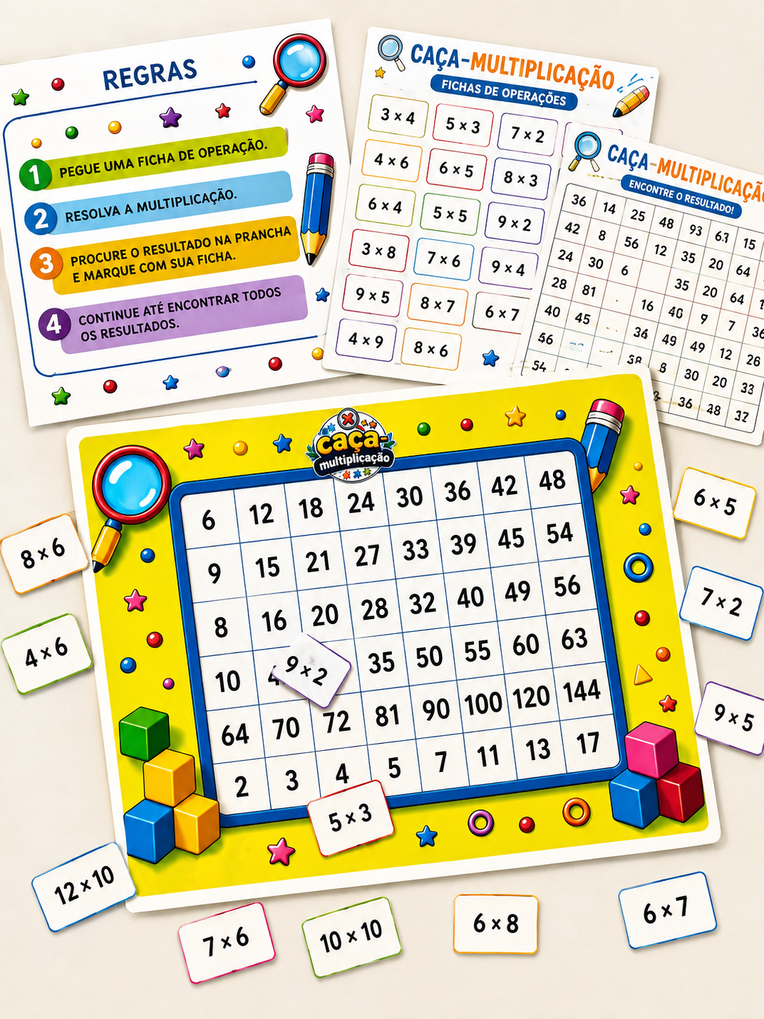 Caça-Multiplicação – Jogo Pedagógico de Tabuada e Multiplicação em PDF - Imagem 7