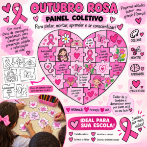 Painel Coletivo Quebra-Cabeça Outubro Rosa – Para Colorir, Montar e Conscientizar