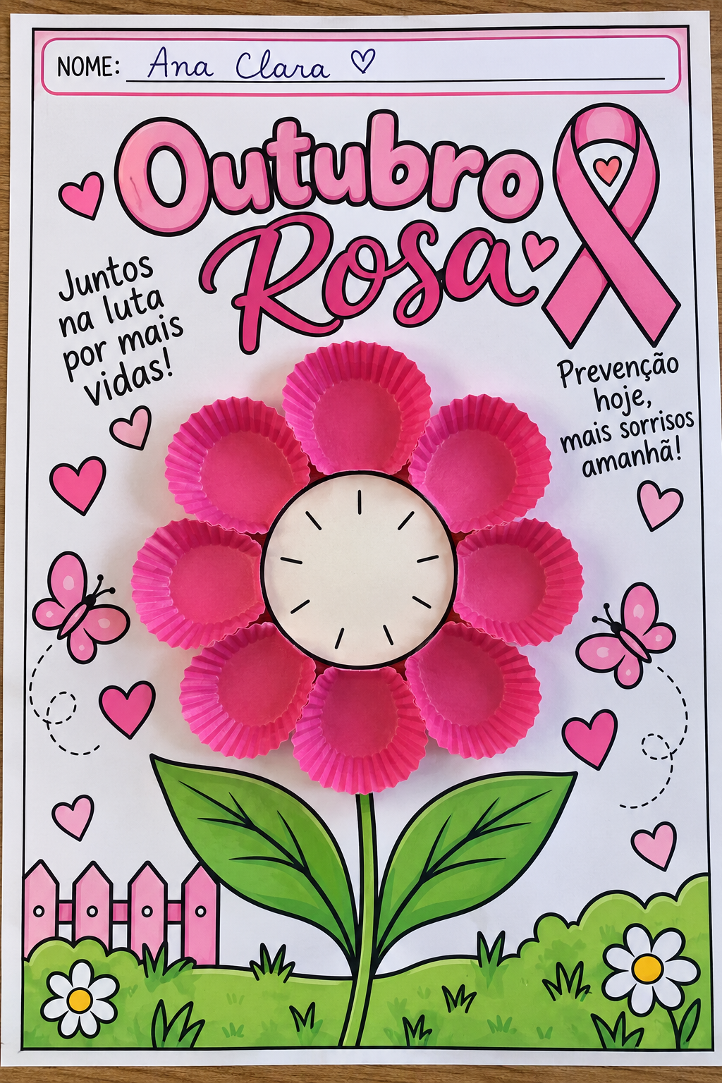 Outubro Rosa Interativo | Flor do Cuidado com Forminhas de Papel - Imagem 4