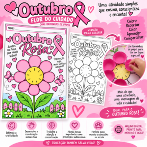 Outubro Rosa Interativo | Flor do Cuidado com Forminhas de Papel
