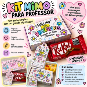 Kit Mimo para Professor – Caixinha + Rótulo para Chocolate + Tag | Dia dos Professores