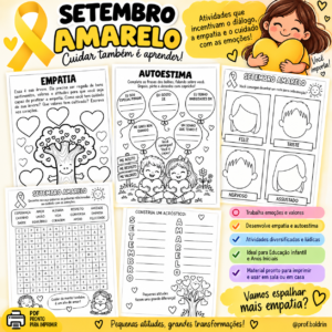 Setembro Amarelo – Atividades sobre Emoções, Empatia e Autoestima | 3º ao 5º Ano