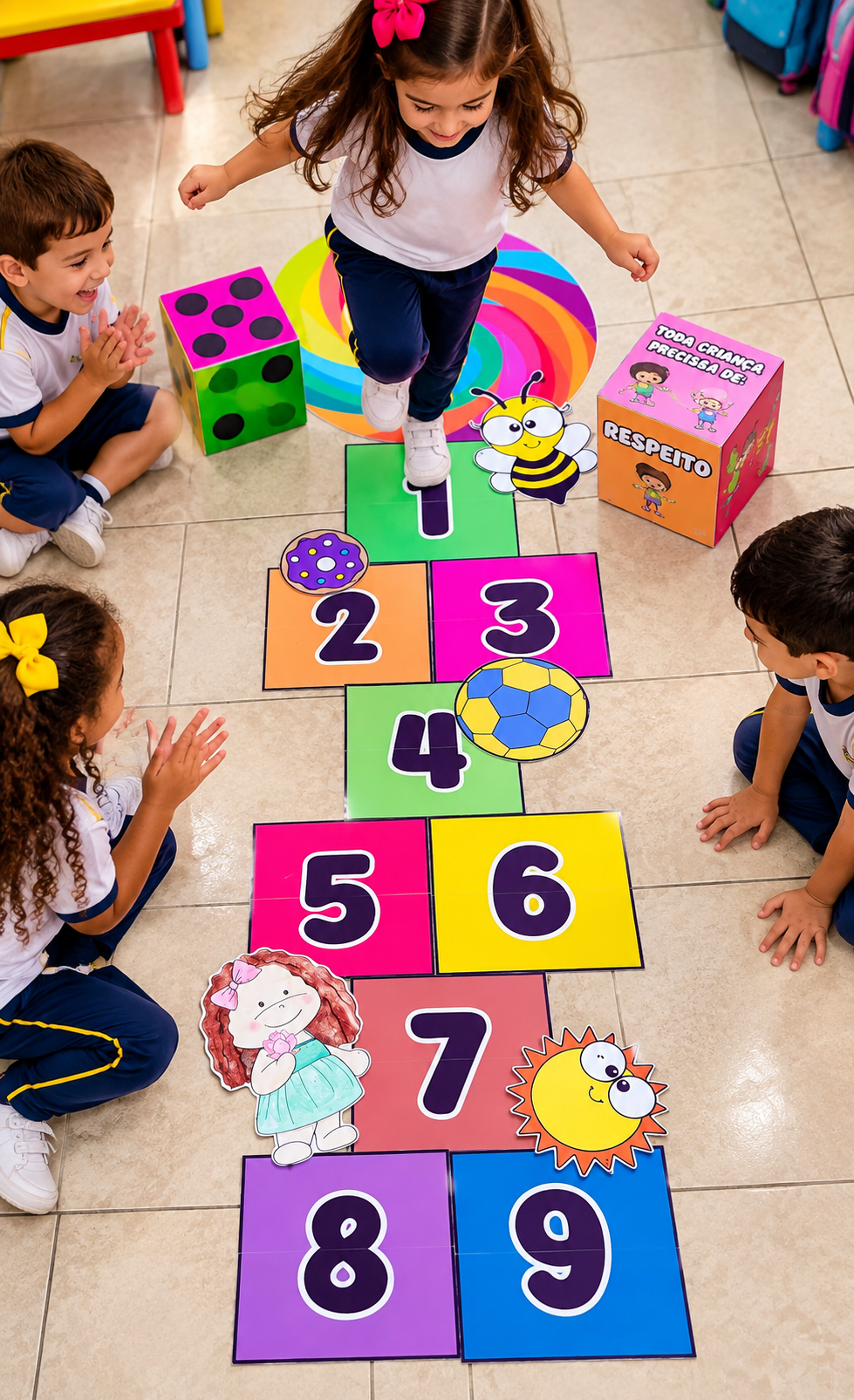 Amarelinha Gigante Interativa + Dados Educativos | Brincar, Aprender e se Movimentar - Imagem 4