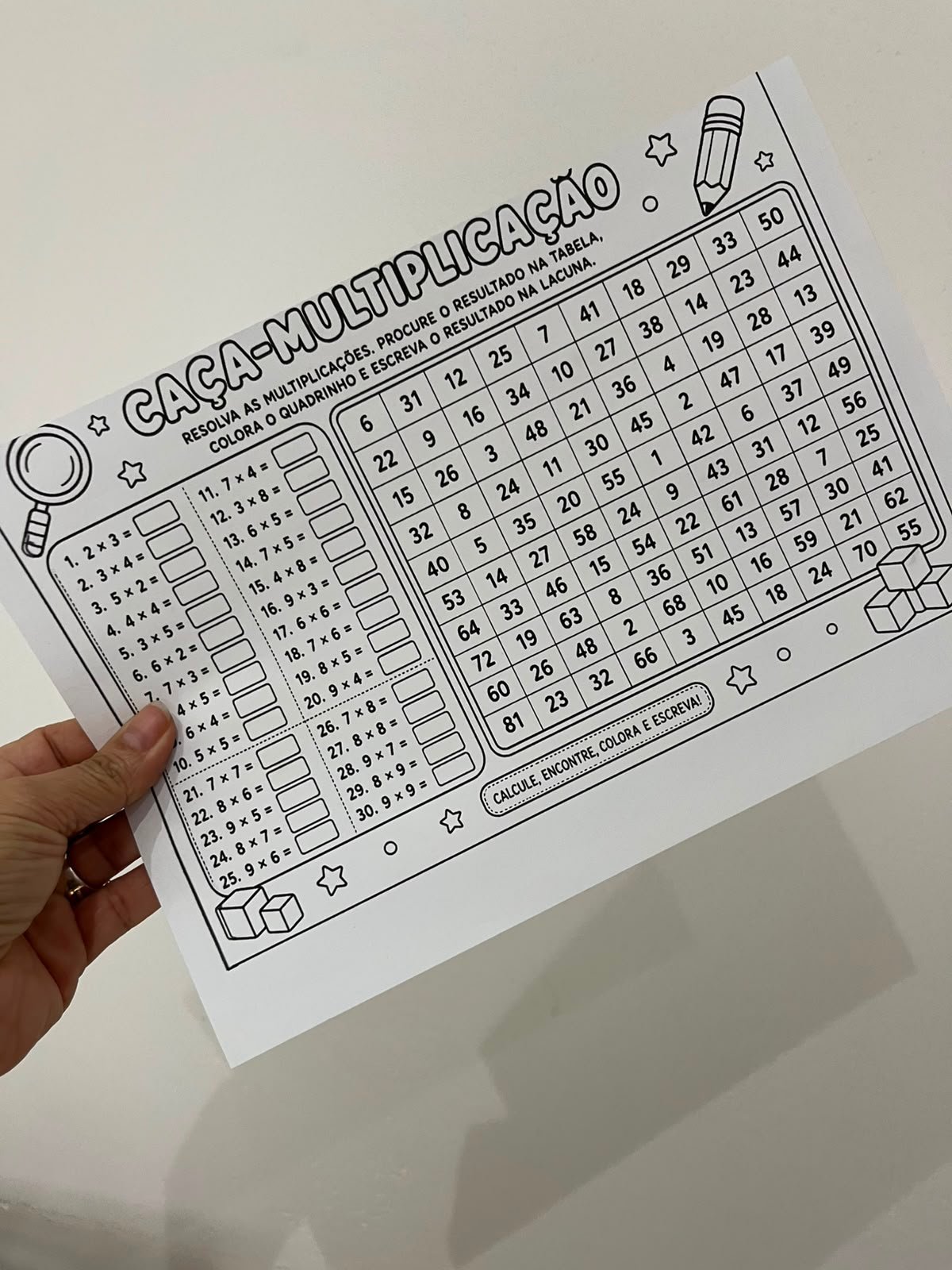 Caça-Multiplicação – Jogo Pedagógico de Tabuada e Multiplicação em PDF - Imagem 3
